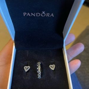 Pandora Freehand Hearts Ring and Earring’s set SIZE 6 (52)